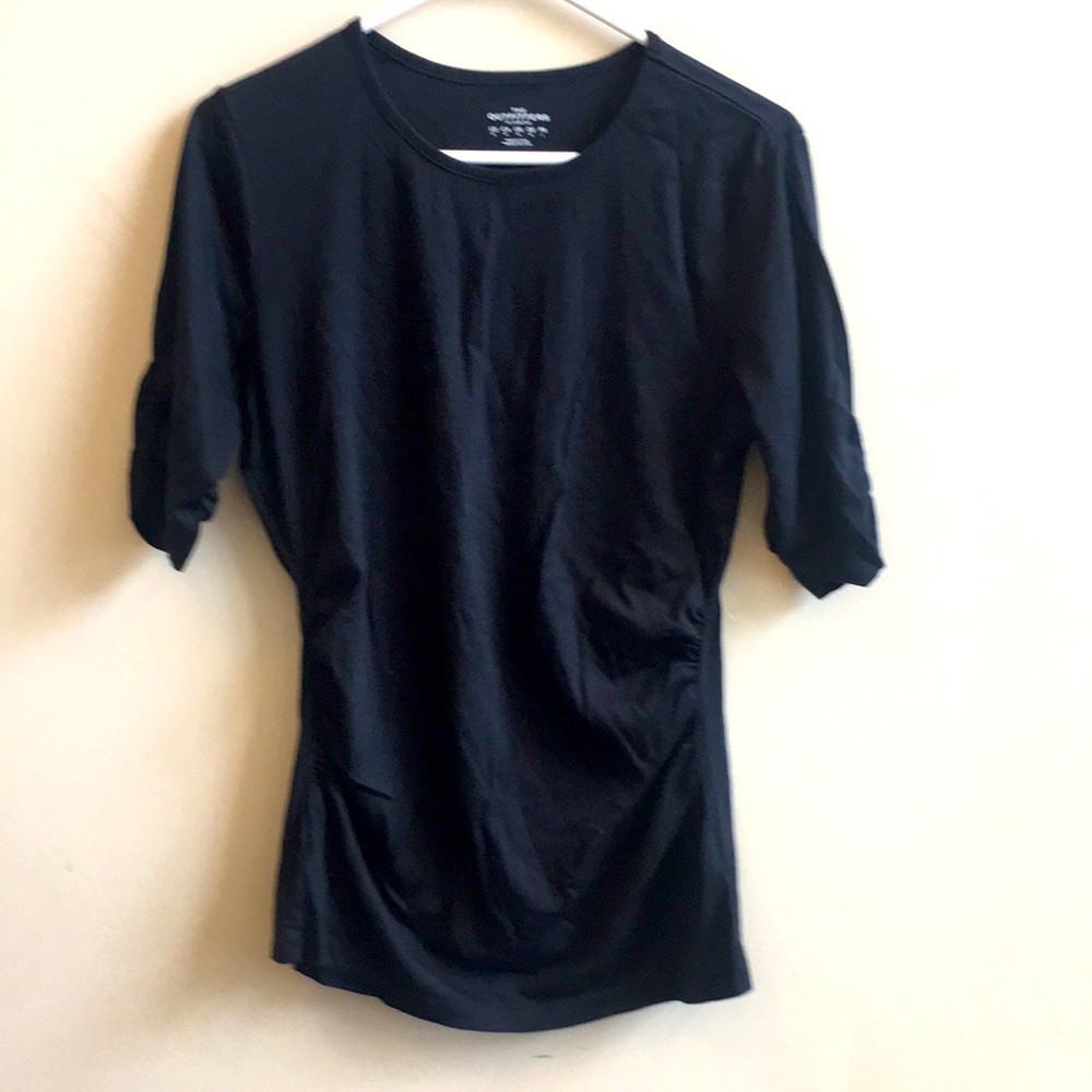 Lands End 3/4 sleeve rucched top black